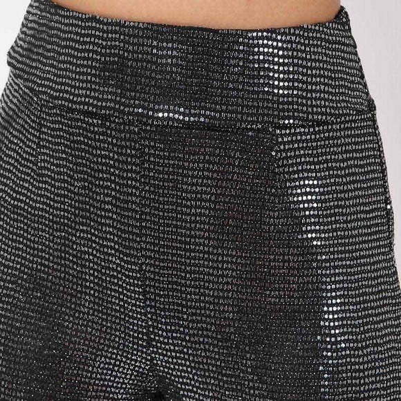 High Waisted Silver Metallic Shiny Pants - Picture 7 of 8